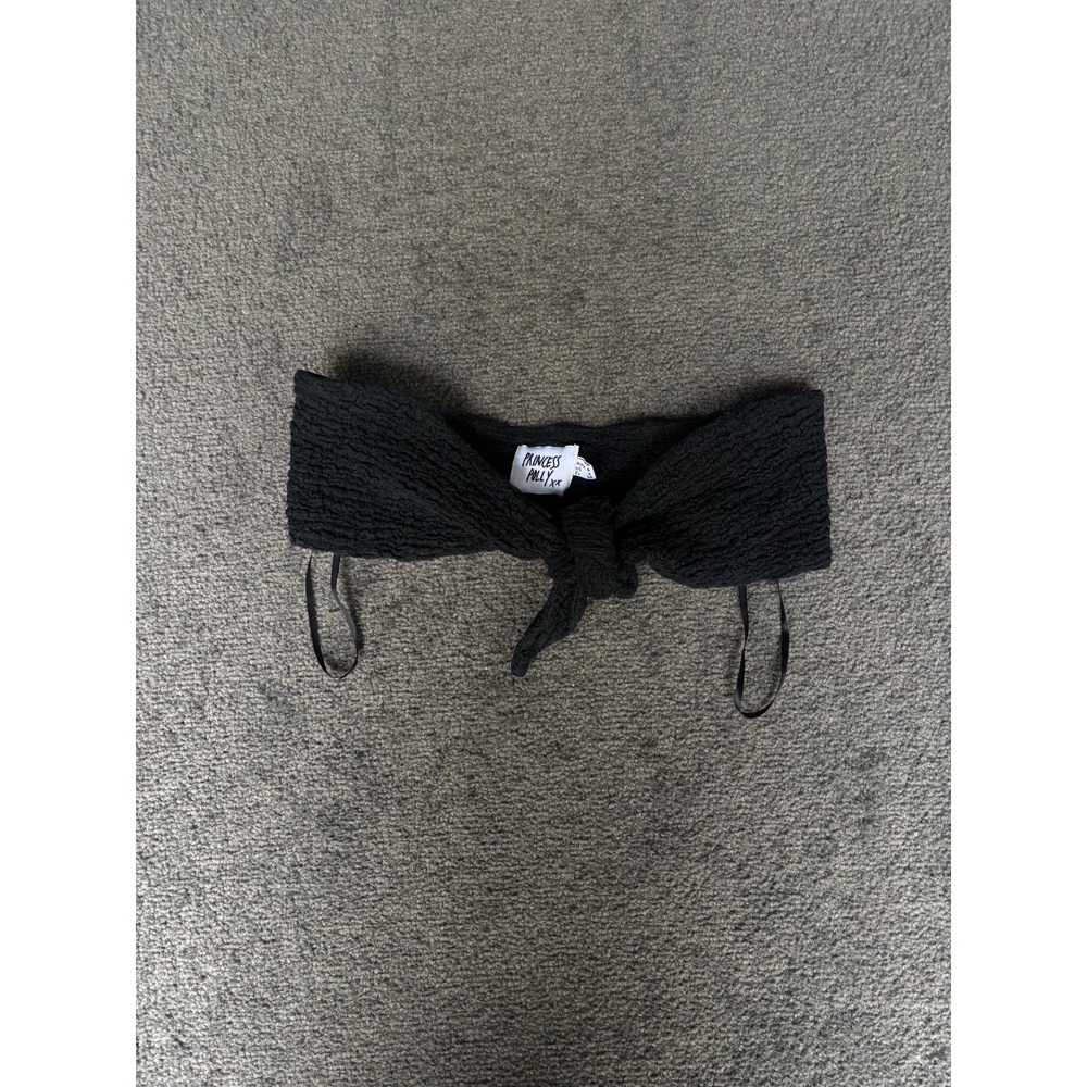 Princess Polly Crop Top Women's 4 Black Tie Knot Nylon Stretch Strap Sleeveless